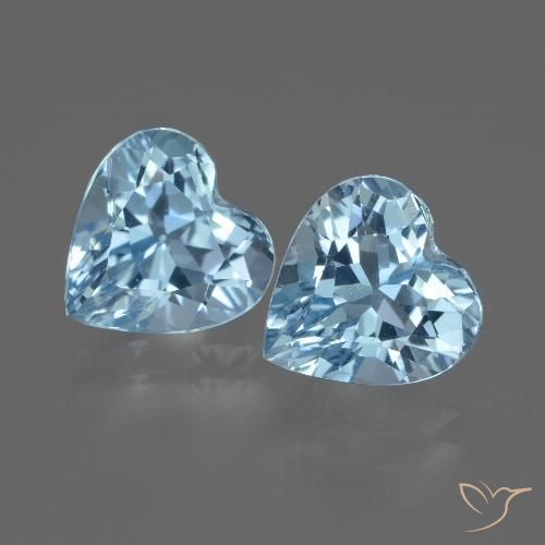 6.27 ct Loose Sky Blue Topaz, 9.2 x 9.1 mm Heart Cut From Brazil, Photo A