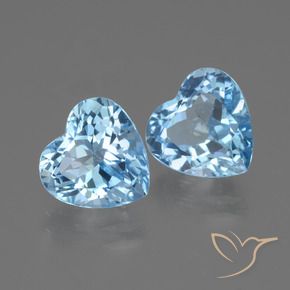 6.47 ctw Blue Topaz Stones, Natural Topaz in Heart Facet Shape for Sale