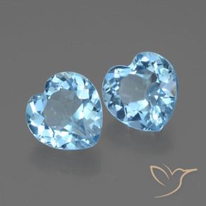 6.06 ctw Blue Topaz Stones, Natural Topaz in Heart Facet Shape for Sale