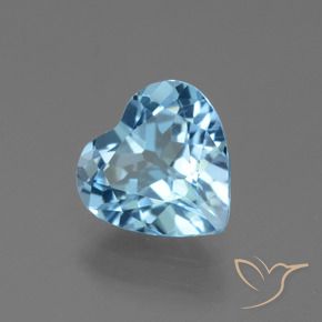 2.44 ct Blue Topaz Stone, Natural Topaz in Heart Facet Shape for Sale