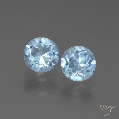 Светло-синий Топаз Камень - 1.1ct Круглая Фасетная Огранка (ID: 444745)
