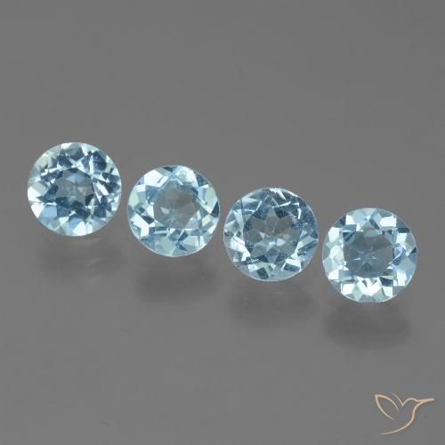 Небесно Голубой Топаз Камень - 0.9ct Круглая Фасетная Огранка (ID: 444941)