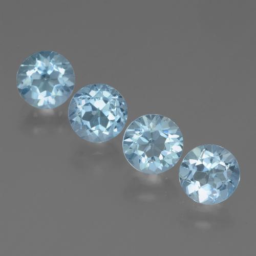 4pc 6mm Round Topaz Lot - 3.92ct total Weight / avg. 0.98ct each, Color: Baby Blue, Mohs Hardness 8 suitable for daily wear jewelry, November Birthstone, Photo A