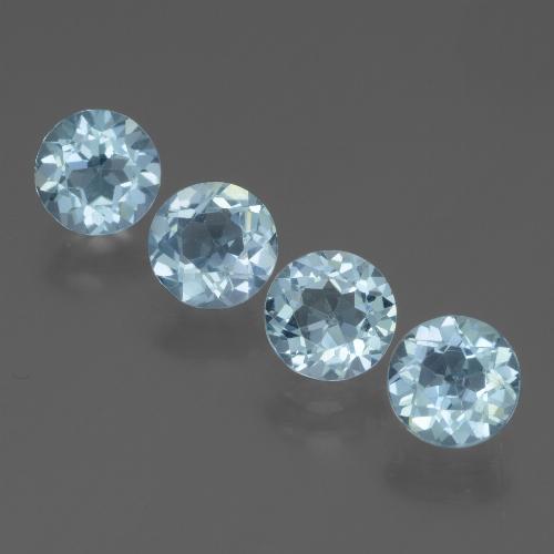 Baby Blue Топаз Камень - 0.9ct Круглая Фасетная Огранка (ID: 444973)