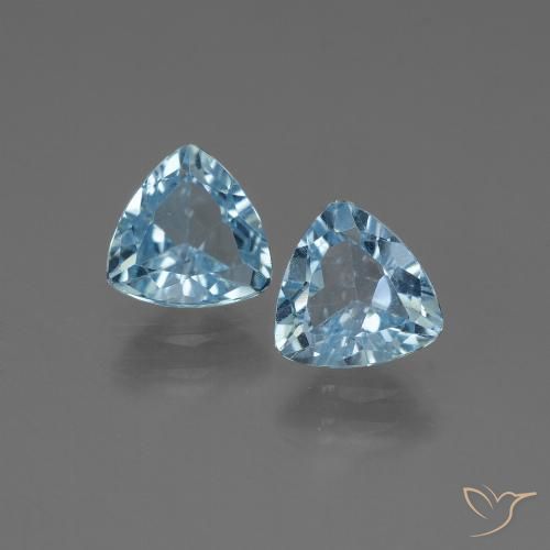2.59 ct Loose Sky Blue Topaz, 7.1 x 6.8 mm Trillion Cut From Brazil, Photo A