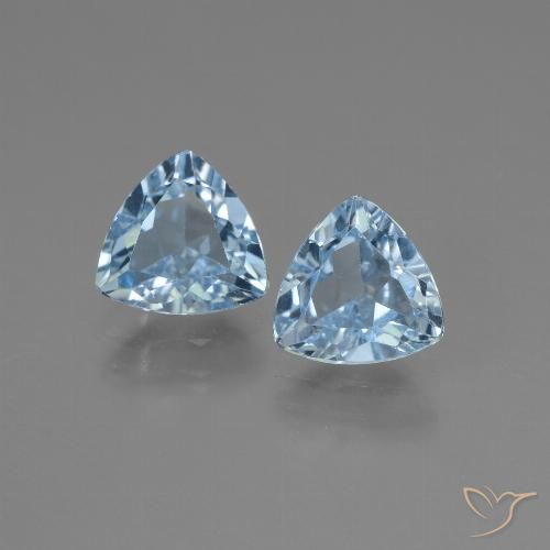2.53 ct Loose Swiss Blue Topaz, 7.1 x 7 mm Trillion Cut From Brazil, Photo A