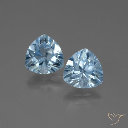 2.64 ct Loose Sky Blue Topaz, 7.1 x 7.1 mm Trillion Cut From Brazil, Photo A