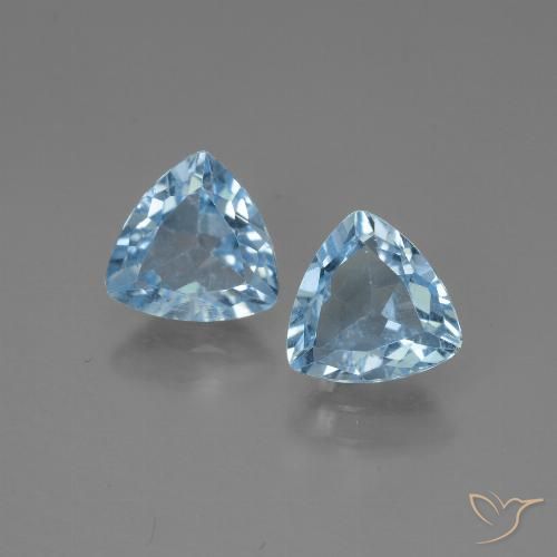 2.5 ct Loose Swiss Blue Topaz, 7.1 x 6.9 mm Trillion Cut From Brazil, Photo A