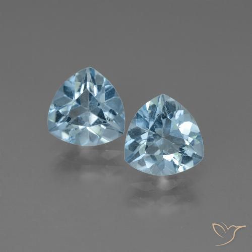 2.72 ct Loose Sky Blue Topaz, 7 x 7.2 mm Trillion Cut From Brazil, Photo A