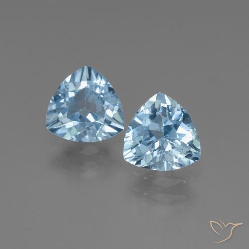 2.54 ct Loose Sky Blue Topaz, 7.2 x 7 mm Trillion Cut From Brazil, Photo A