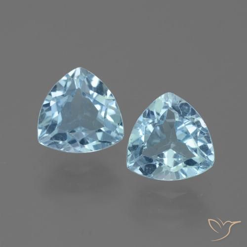 3.04 ct Loose Sky Blue Topaz, 7.2 x 7.2 mm Trillion Cut From Brazil, Photo A