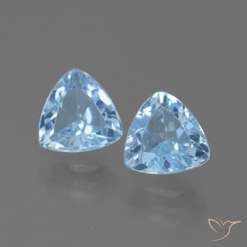 2.84 ct Loose Swiss Blue Topaz, 7.1 x 6.9 mm Trillion Cut From Brazil, Photo A
