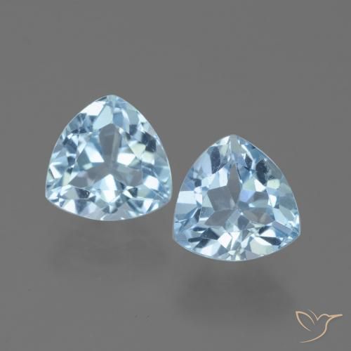 3.25 ct Loose Swiss Blue Topaz, 7.2 x 7.3 mm Trillion Cut From Brazil, Photo A