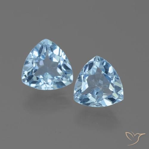 2.58 ct Loose Swiss Blue Topaz, 7.1 x 7 mm Trillion Cut From Brazil, Photo A