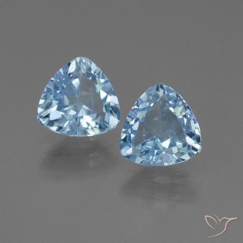 2.68 ct Loose Sky Blue Topaz, 6.8 x 7.1 mm Trillion Cut From Brazil, Photo A