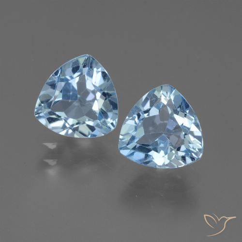 2.96 ct Loose Swiss Blue Topaz, 7.2 x 7.1 mm Trillion Cut From Brazil, Photo A