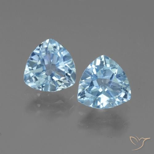 2.89 ct Loose Swiss Blue Topaz, 7.1 x 7.1 mm Trillion Cut From Brazil, Photo A