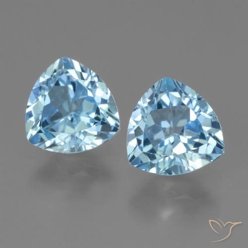 2.95 ct Loose Swiss Blue Topaz, 7.2 x 7.1 mm Trillion Cut From Brazil, Photo A