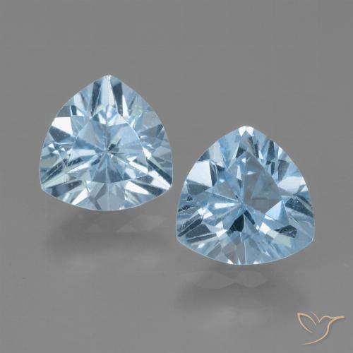 2.57 ct Loose Sky Blue Topaz, 7.1 x 7 mm Trillion Cut From Brazil, Photo A