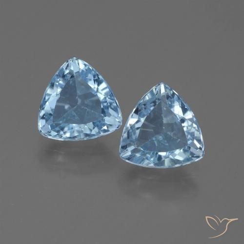 2.55 ct Loose Sky Blue Topaz, 6.9 x 7.1 mm Trillion Cut From Brazil, Photo A