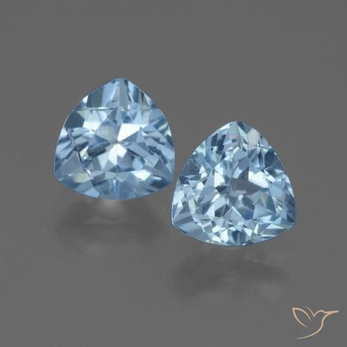 2.84 ct Loose Sky Blue Topaz, 7.1 x 7.1 mm Trillion Cut From Brazil, Photo A