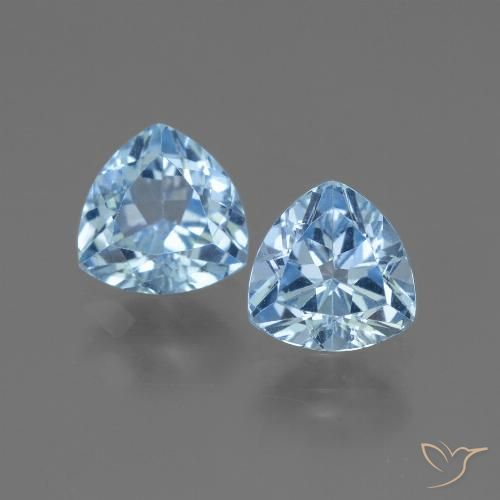 2.85 ct Loose Sky Blue Topaz, 6.9 x 7 mm Trillion Cut From Brazil, Photo A