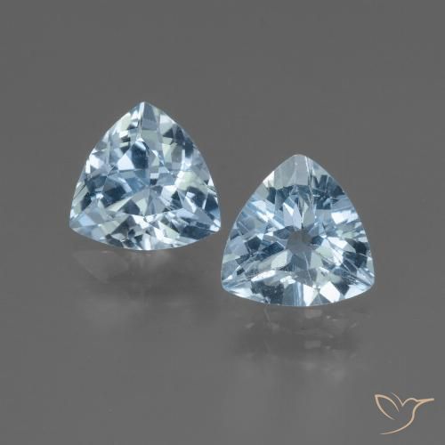 2.54 ct Loose Sky Blue Topaz, 7 x 7.2 mm Trillion Cut From Brazil, Photo A