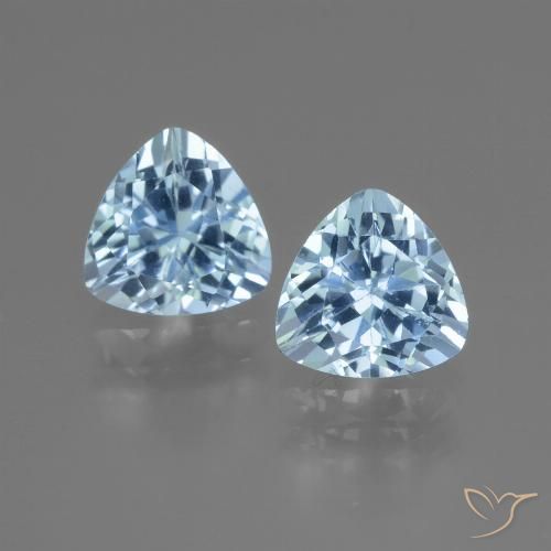 3.16 ct Loose Swiss Blue Topaz, 7 x 7.1 mm Trillion Cut From Brazil, Photo A