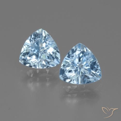 2.51 ct Loose Sky Blue Topaz, 7 x 7.2 mm Trillion Cut From Brazil, Photo A