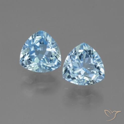 3 ct Swiss Blue Topaz, 7.1 x 7 mm Trillion Cut From Brazil, Photo A