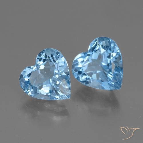 5.94 ctw Blue Topaz Stones, Natural Topaz in Heart Facet Shape for Sale