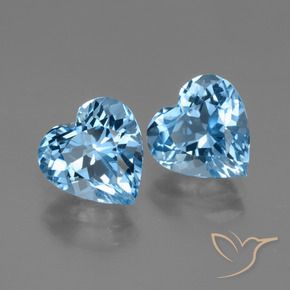 6.26 ctw Blue Topaz Stones, Natural Topaz in Heart Facet Shape for Sale