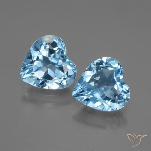 5.15 ct Sky Blue Topaz, 8.9 x 8.7 mm Heart Cut From Brazil, Photo A
