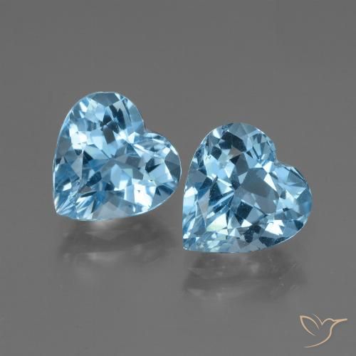 5.94 ct Loose Swiss Blue Topaz, 9 x 9 mm Heart Cut From Brazil, Photo A