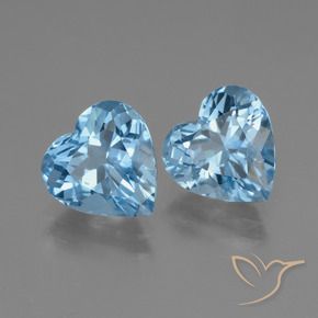 6.15 ctw Blue Topaz Stones, Natural Topaz in Heart Facet Shape for Sale