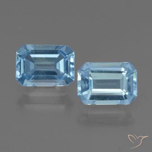 2.12 ct Loose Swiss Blue Topaz, 6.9 x 4.9 mm Octagon Cut From Brazil, Photo A