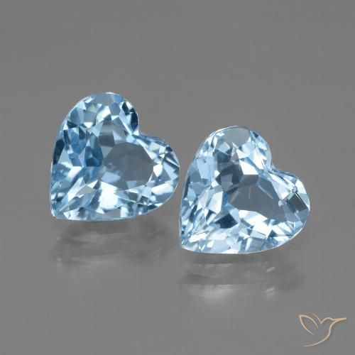 5.6 ct Sky Blue Topaz, 9 x 8.9 mm Heart Cut From Brazil, Photo A