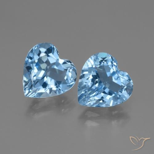 5.37 ct Swiss Blue Topaz, 8.9 x 8.8 mm Heart Cut From Brazil, Photo A