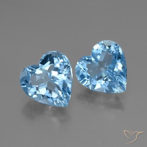 5.37 ctw Blue Topaz Stones, Natural Topaz in Heart Facet Shape for Sale