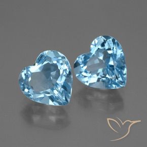 6.45 ctw Blue Topaz Stones, Natural Topaz in Heart Facet Shape for Sale