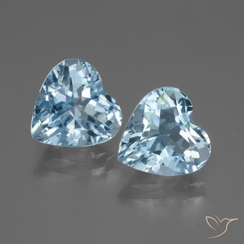 5.89 ct Sky Blue Topaz, 9 x 9 mm Heart Cut From Brazil, Photo A
