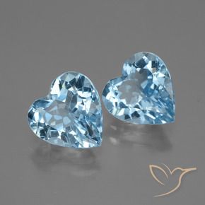 5.78 ctw Blue Topaz Stones, Natural Topaz in Heart Facet Shape for Sale