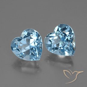 6.06 ctw Blue Topaz Stones, Natural Topaz in Heart Facet Shape for Sale
