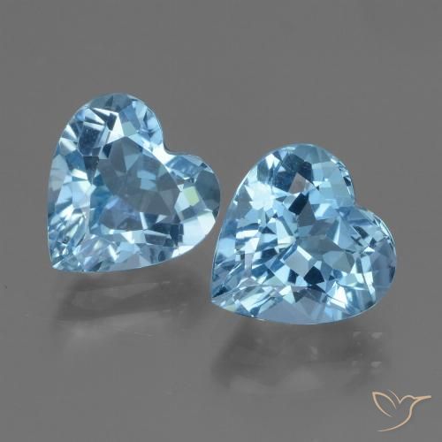 6.07 ct Swiss Blue Topaz, 9.1 x 8.9 mm Heart Cut From Brazil, Photo A