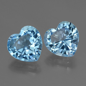 6.10 ctw Blue Topaz Stones, Natural Topaz in Heart Facet Shape for Sale