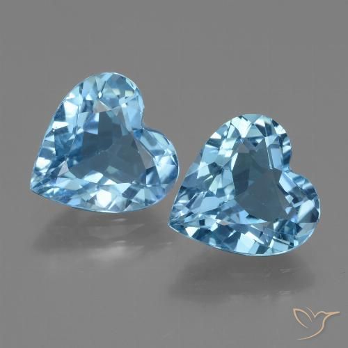 5.38 ct Swiss Blue Topaz, 9.2 x 9 mm Heart Cut From Brazil, Photo A