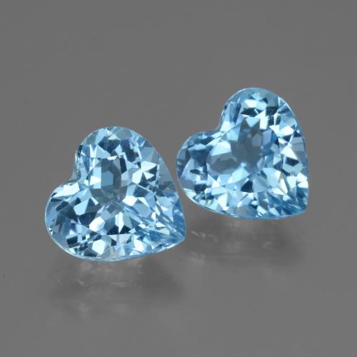 5.98 ct Loose Swiss Blue Topaz, 9.1 x 9.1 mm Heart Cut From Brazil, Photo A