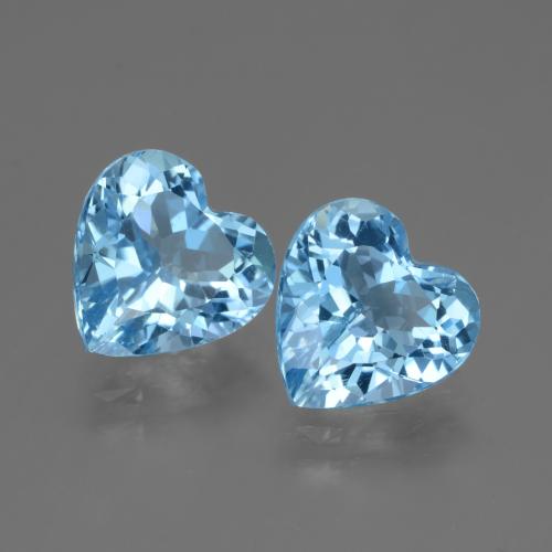 5.98 ctw Blue Topaz Stones, Natural Topaz in Heart Facet Shape for Sale