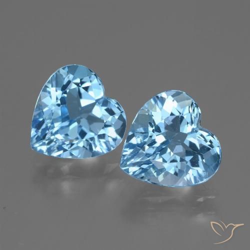 5.75 ct Swiss Blue Topaz, 9 x 9 mm Heart Cut From Brazil, Photo A