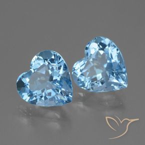 6.07 ctw Blue Topaz Stones, Natural Topaz in Heart Facet Shape for Sale